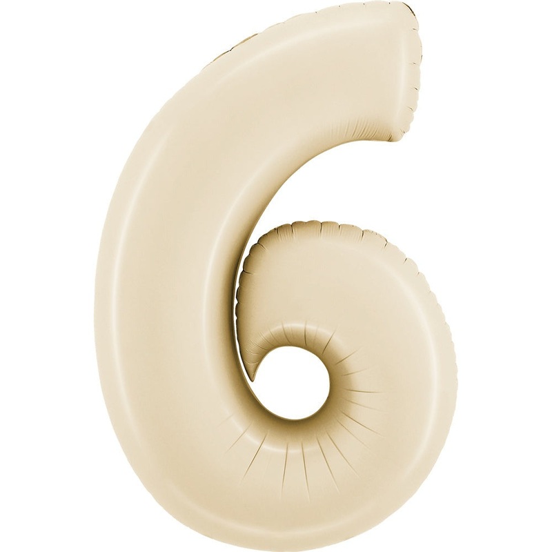 40" (34" Inflated) Number "6" Satin Cream Foil Balloons