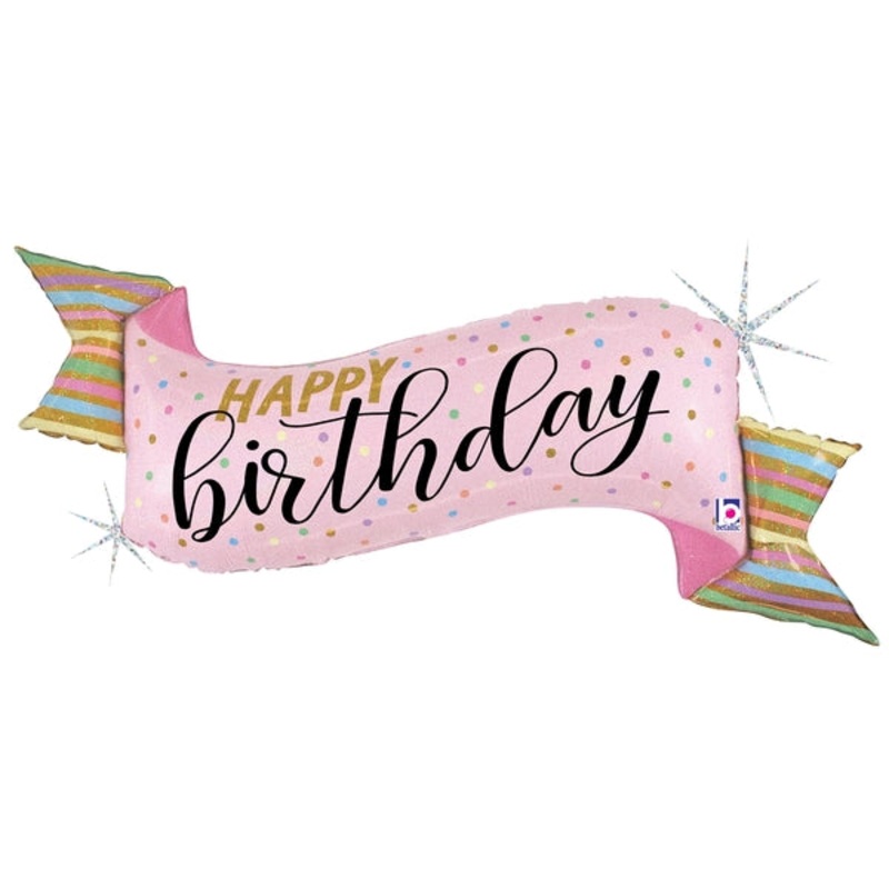 45" Pastel Birthday Banner Foil Balloon