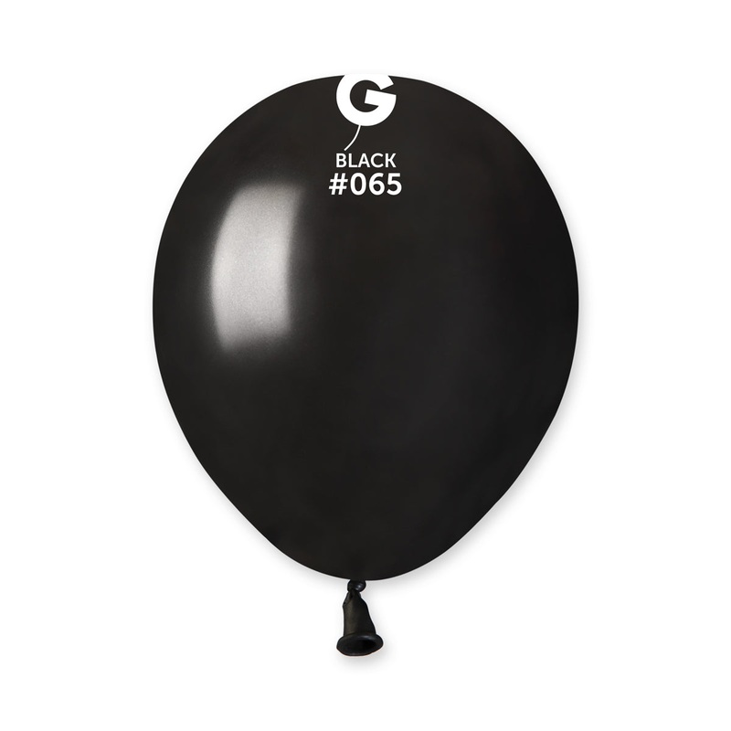 5" Gemar Latex Balloons (Bag of 100) Metallic Black