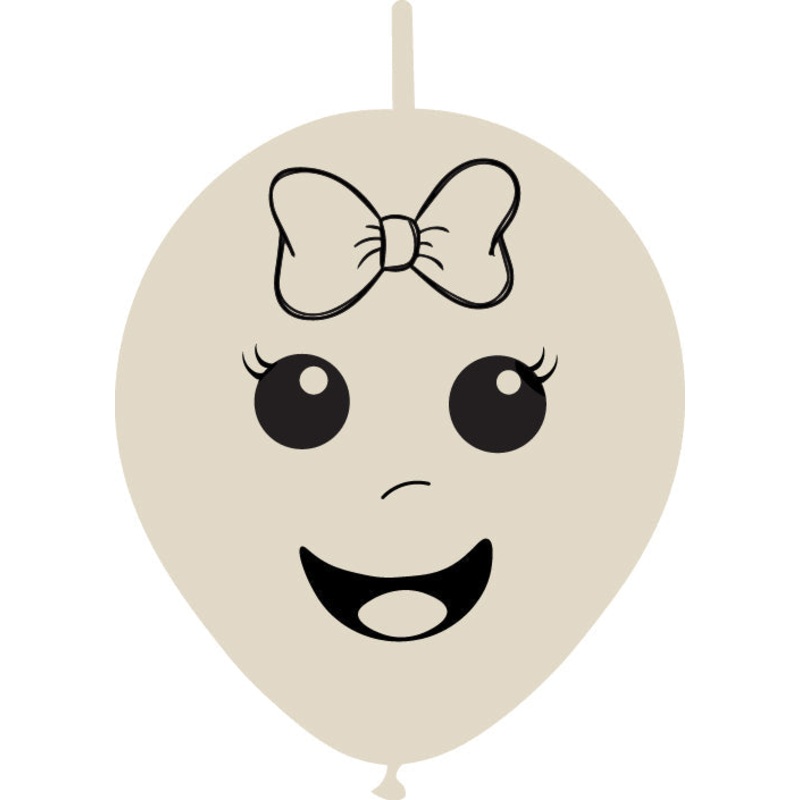 6" Linking Latex Balloons Single Sided (25 Per Bag) Baby Face Print 01 Decomex Sand