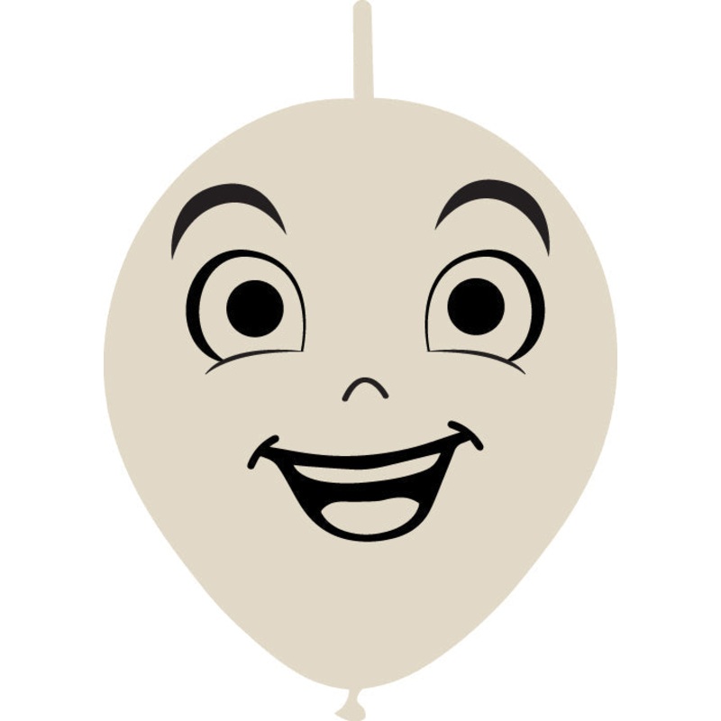 6" Linking Latex Balloons Single Sided (25 Per Bag) Face Print 06 Decomex Sand