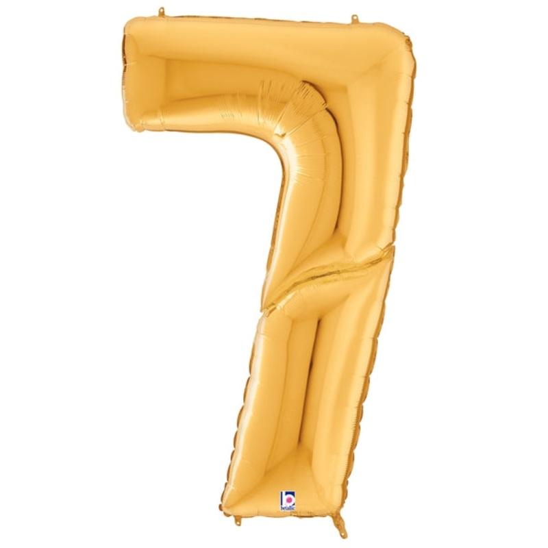 64" Foil Shaped Gigaloon Balloon Packaged Number 7 Gold