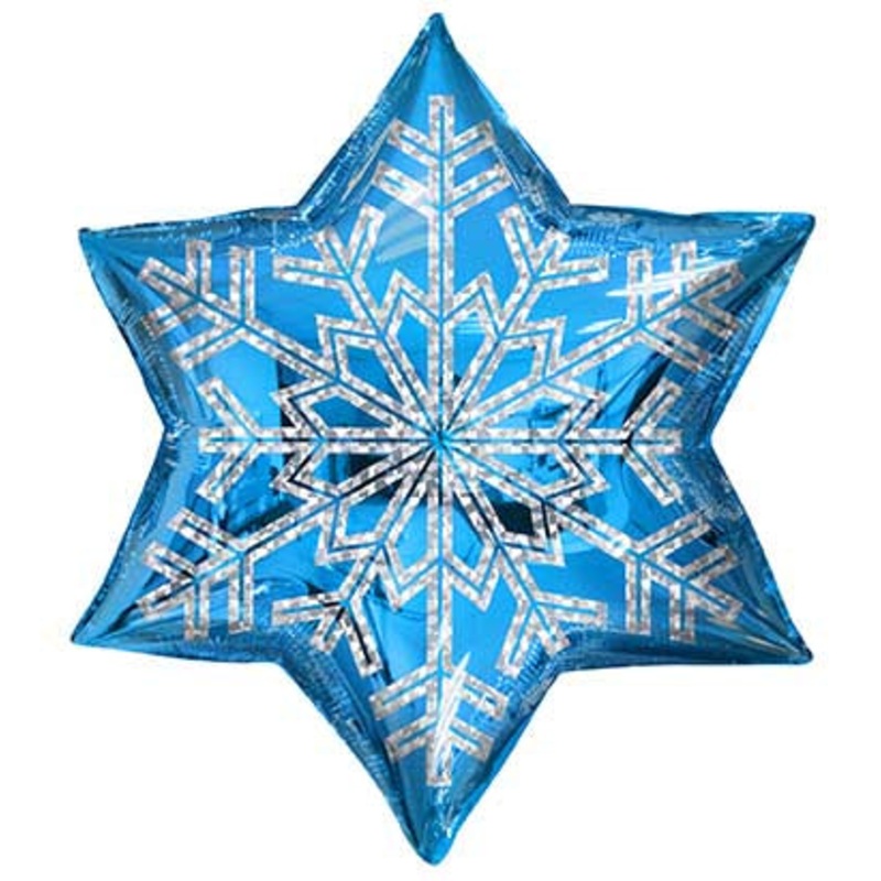 9" Airfill Only Blue Snowflake Foil Balloon