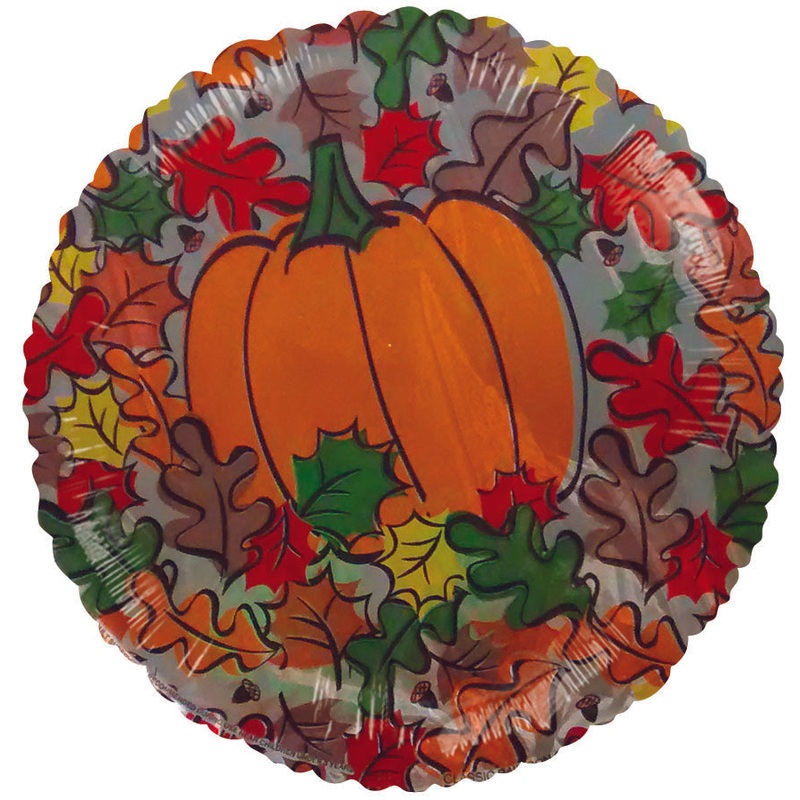 9" Airfill Only Fall Leaves and Pumpkin Balloon