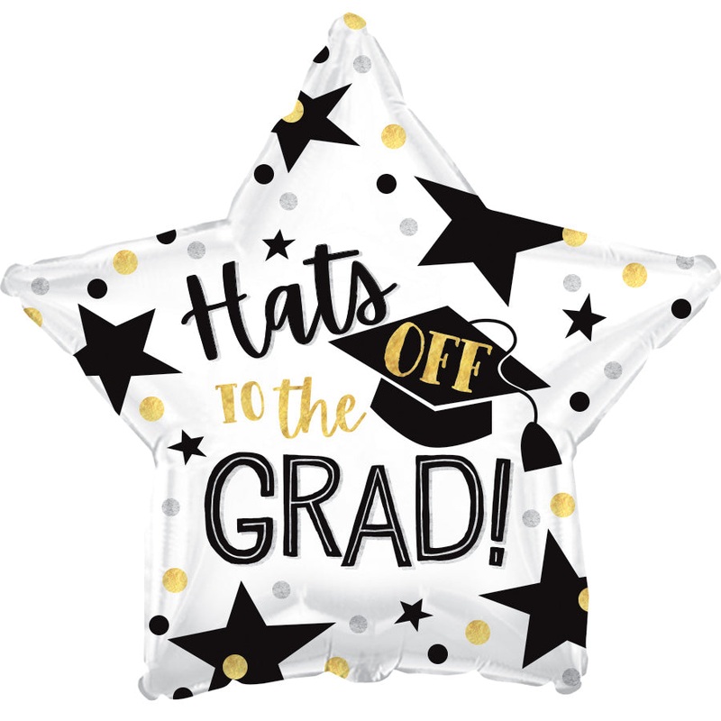 9" Airfill Only Hats Off Grad Foil Balloon