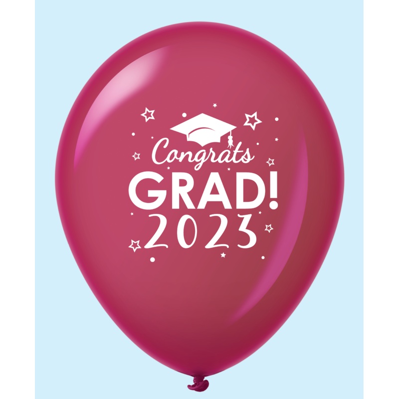11" Congrats Grad 2023 Latex Balloons (25 Count) Burgundy