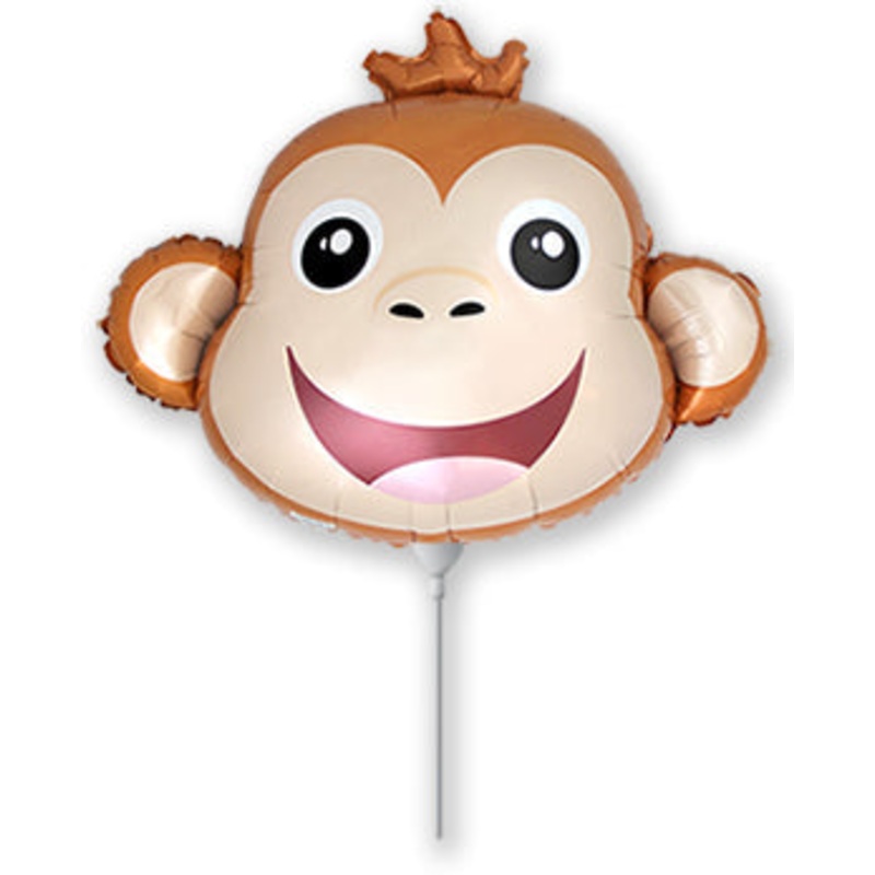 12" Airfill Only Monkey Head Mini Foil Balloon