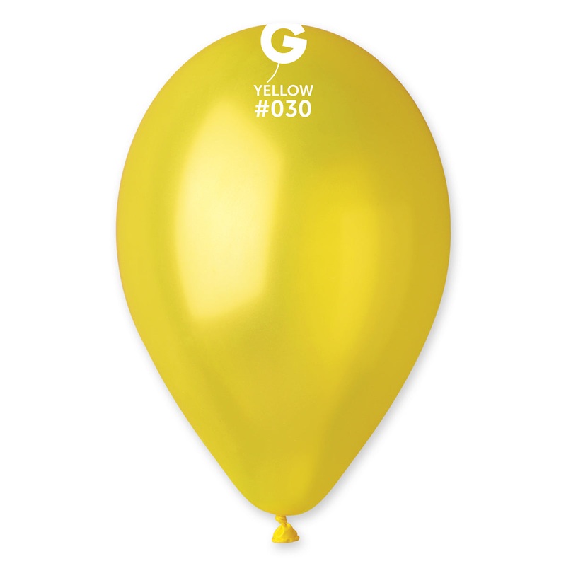 12" Gemar Latex Balloons (Bag of 50) Metallic Yellow