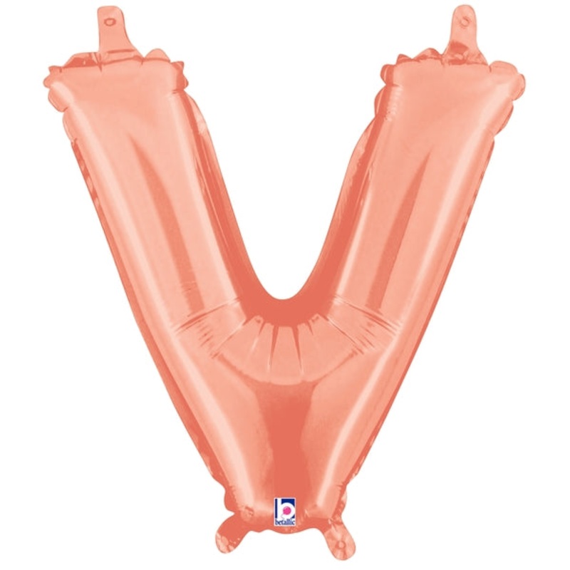 14" Airfill Only (Self Sealing) Megaloon Jr. Letter V Rose Gold Balloon