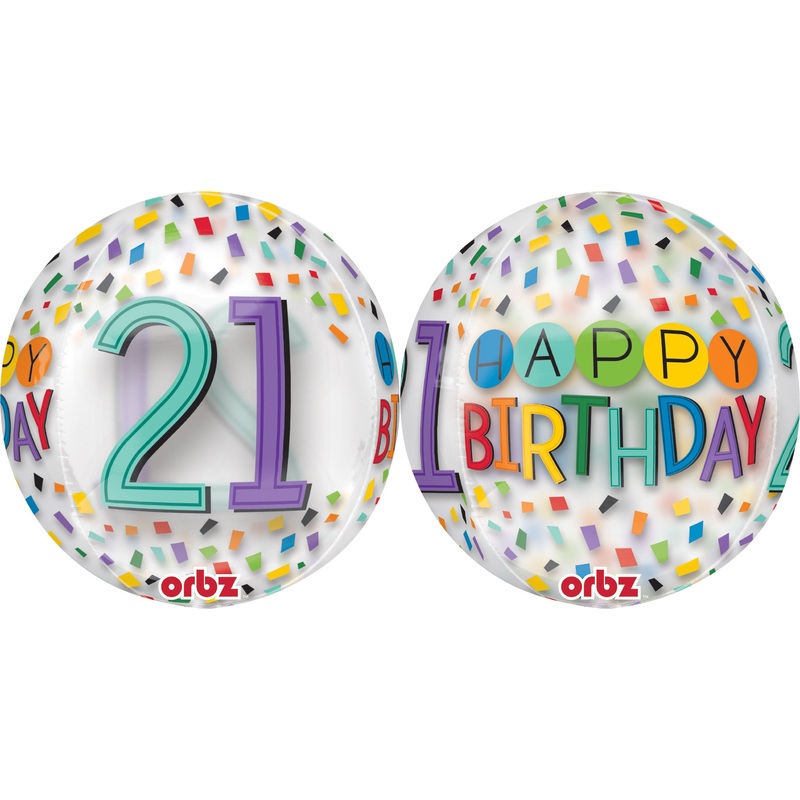 16" Happy 21st Birthday Rainbow Balloon
