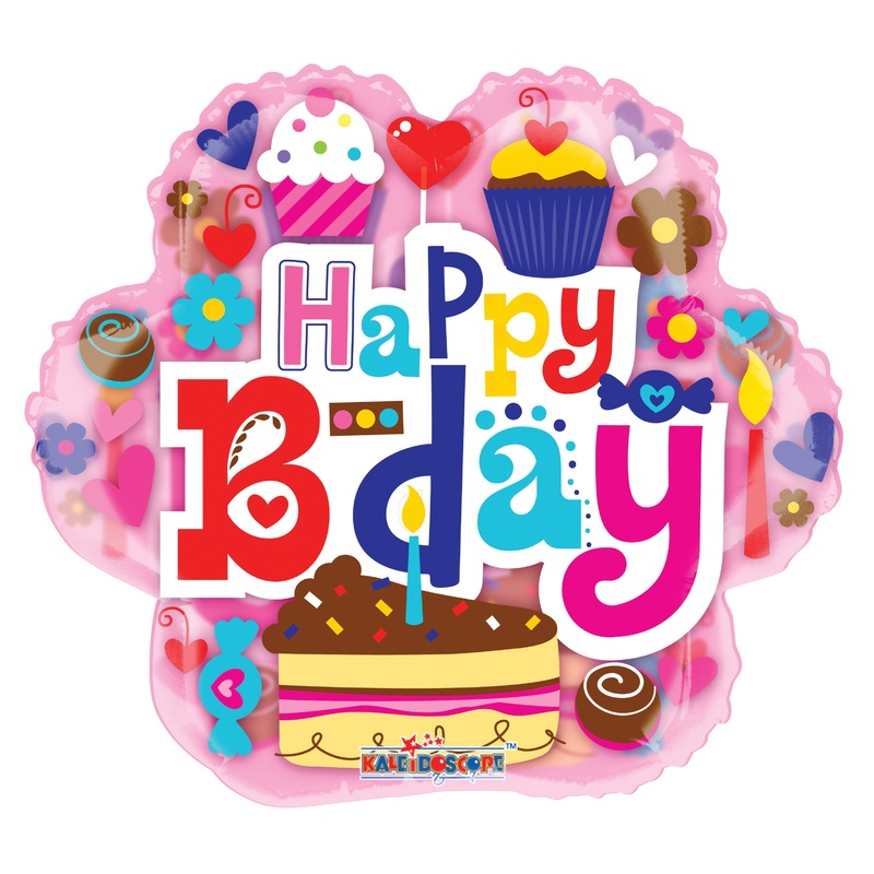 18" B-Day Flower Clear View Balloon