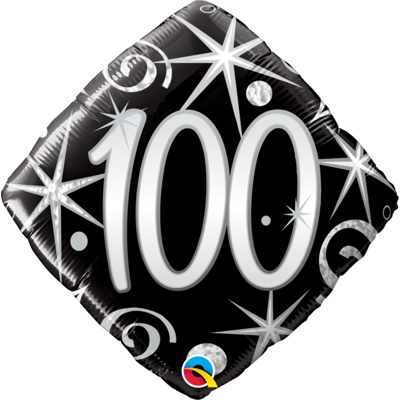 18" Diamond 100 Elegant Sparkles & Swirls Balloon