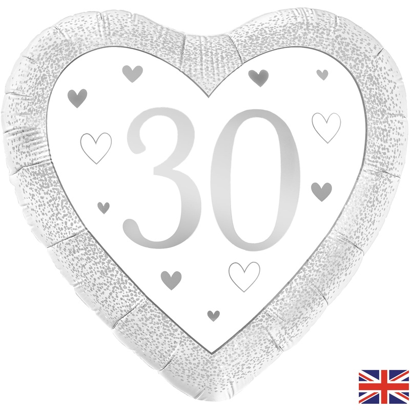 18" Happy 30th Anniversary Heart  Oaktree Foil Balloon