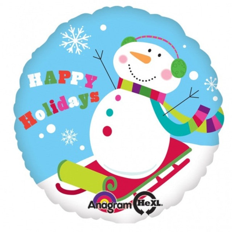 18" Happy Holiday Snowman Foil Balloon
