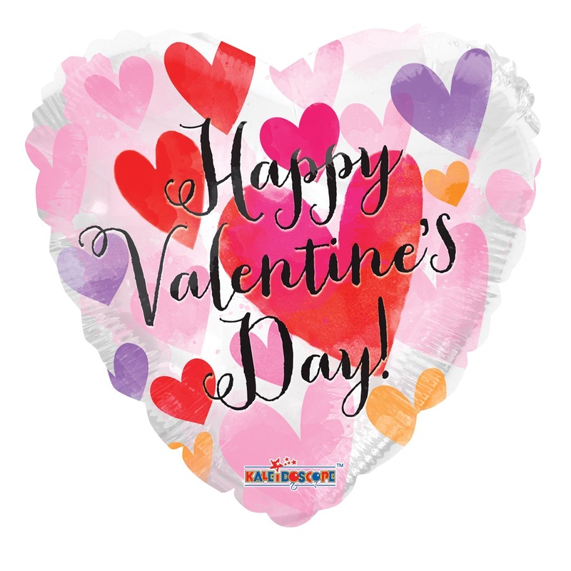 18" Happy Valentine's Day Watercolor Hearts Balloon