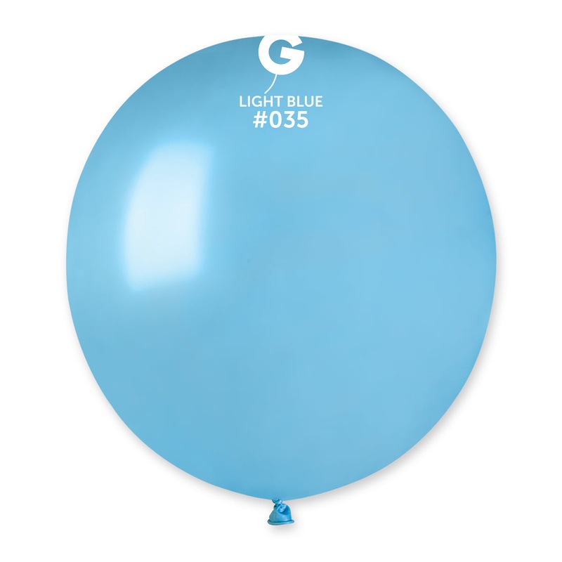19" Gemar Latex Balloons (Bag of 25) Metallic Light Blue