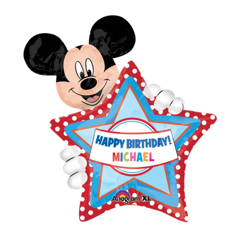 24" Mickey Happy Birthday Personalize Jumbo Balloon with stickers