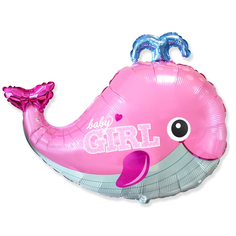 26" Baby Whale Girl Foil Balloon