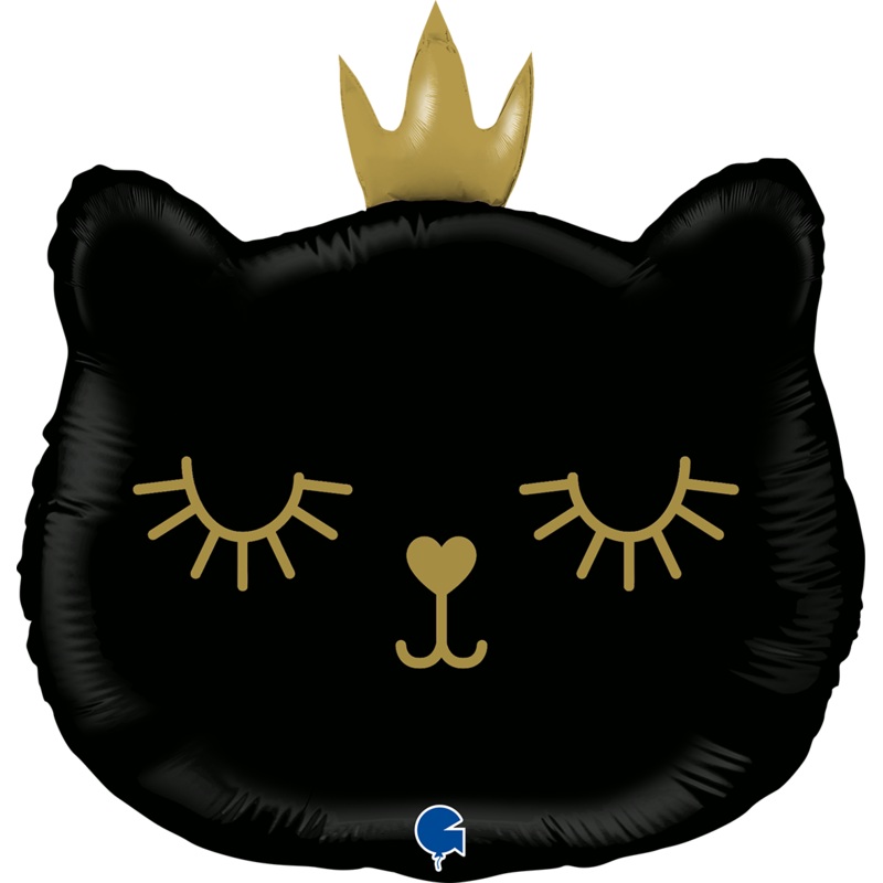 26" Cat Princess Black Foil Balloon