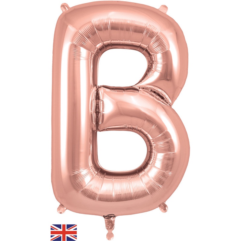 34" Letter B Rose Gold Oaktree Brand Foil Balloon