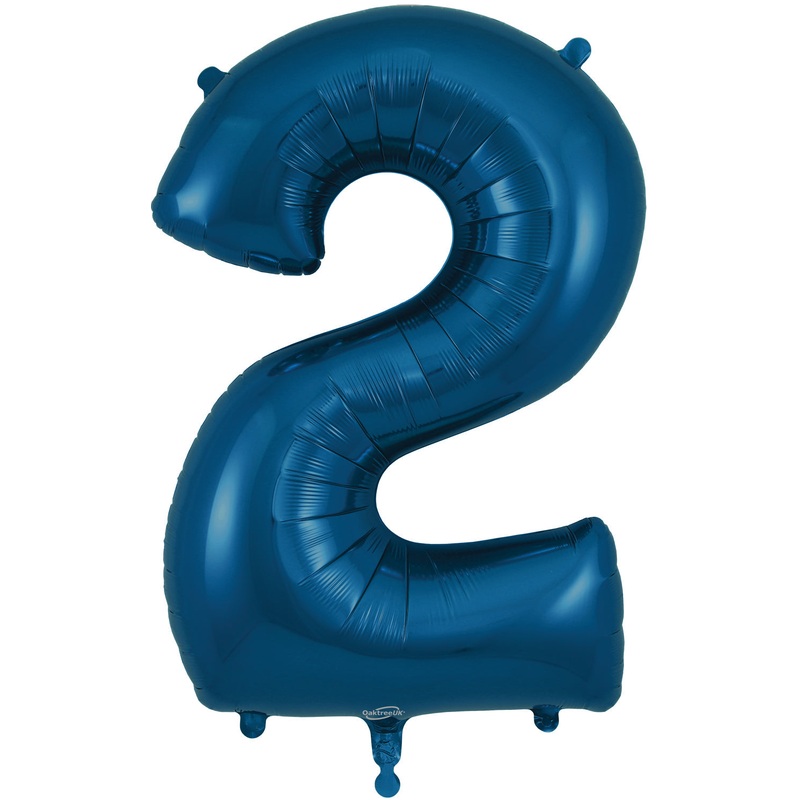 34" Number 2 Navy Blue Oaktree Foil Balloon