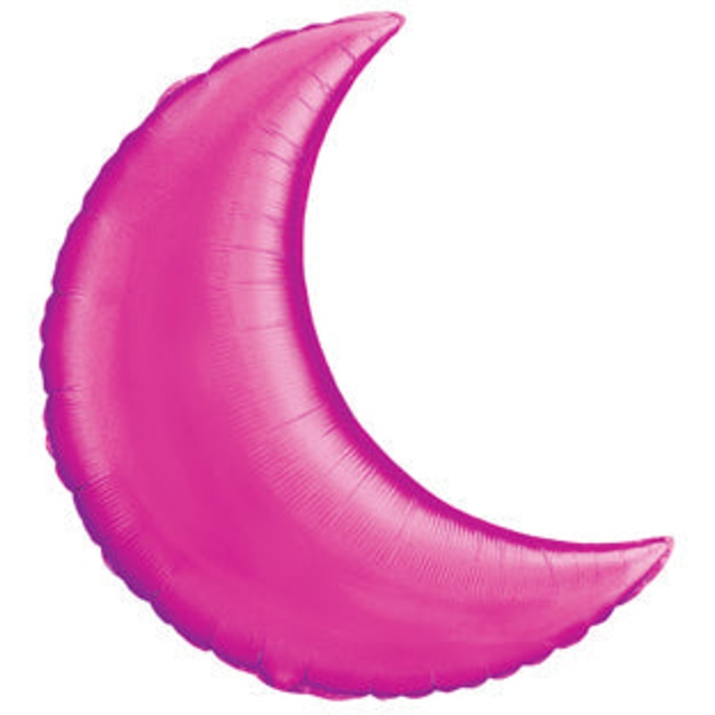 35" Crescent Moon Magenta Balloon