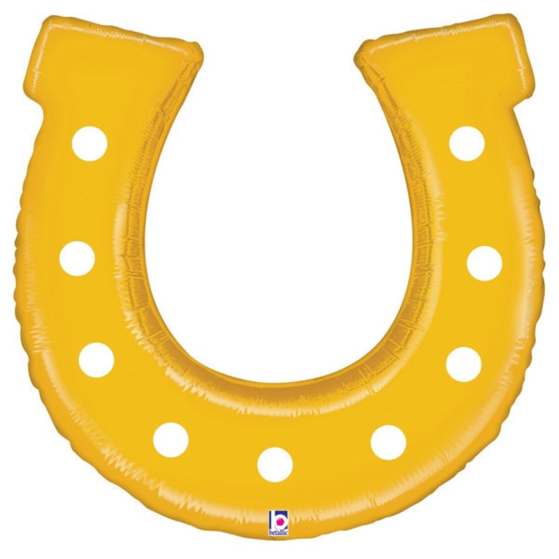 38" Golden Horseshoe Foil Balloon