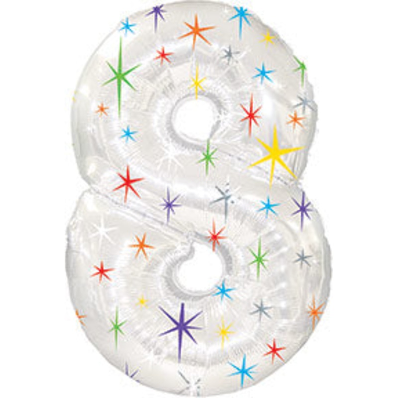 38" Multi-Colored Sparkles Eight Balloon