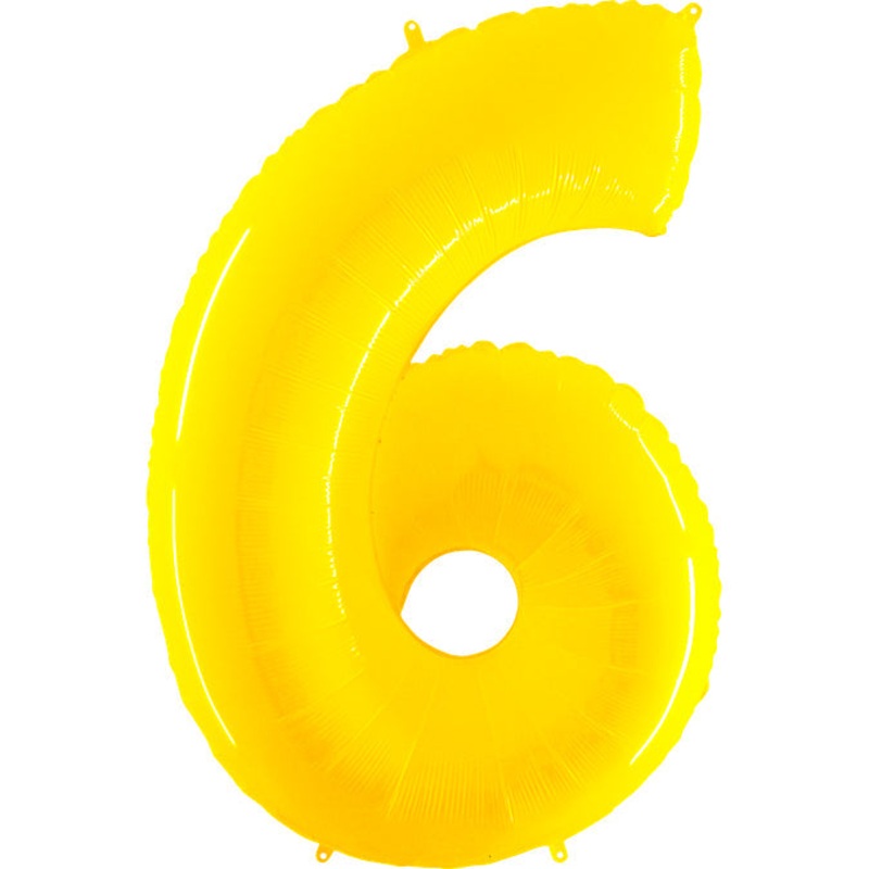 40" (34" Inflated) Foil Shape Balloon Number 6 Fluorescence Yellow