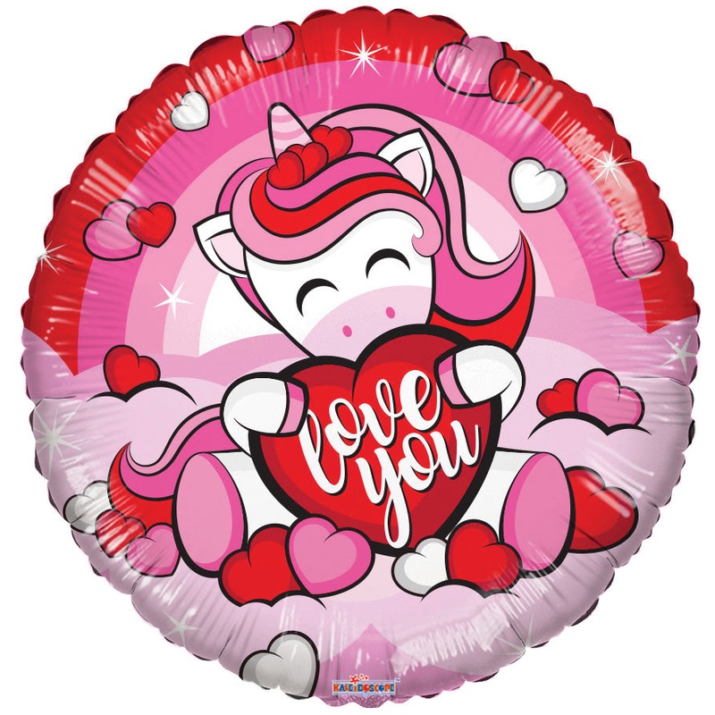 9" Airfill Only Love Unicorn With Heart Gellibean Foil Balloon