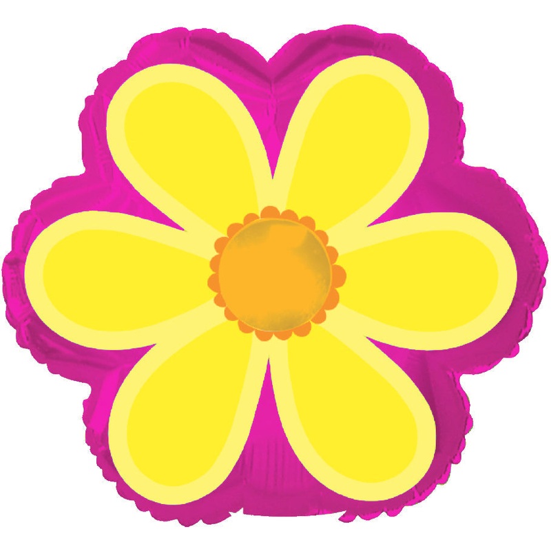 9" Airfill Only Yellow Flower With Pink Background Foil Balloons