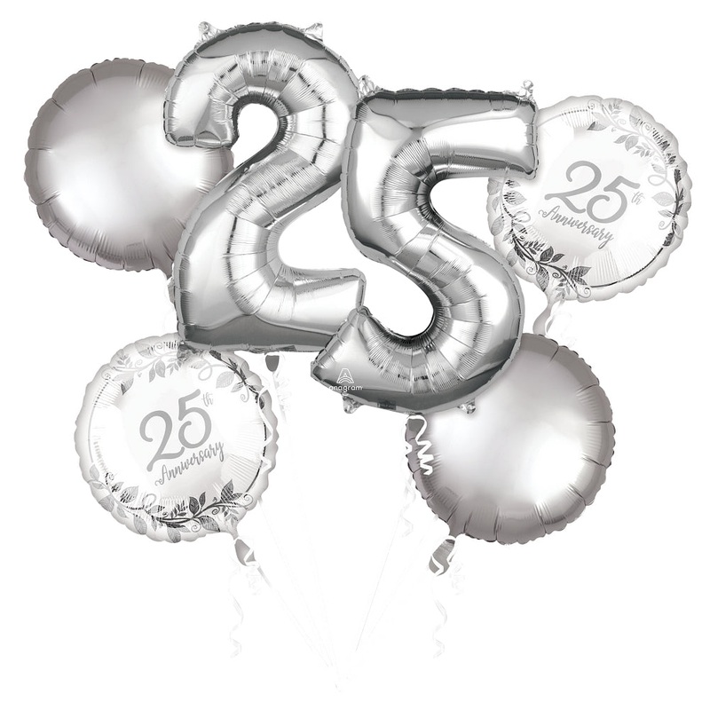 Bouquet Happy 25th Anniversary Foil Balloon