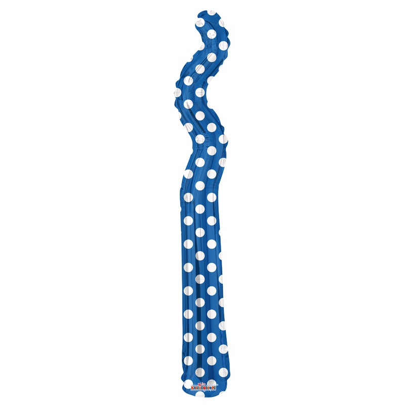 14" Airfill Only Kurly Zig Zag Royal Blue Dots Balloon
