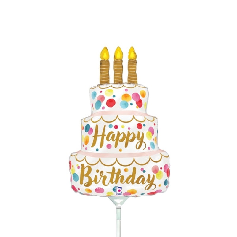 14" Airfill Only Satin Birthday Pink Cake Foil Balloon