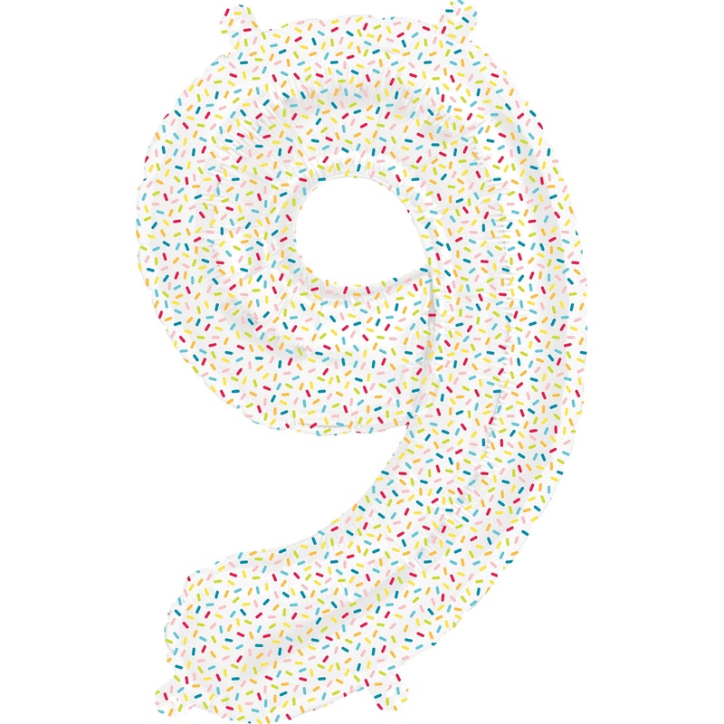 16" Airfill Only Number 9 Sprinkles Foil Balloon