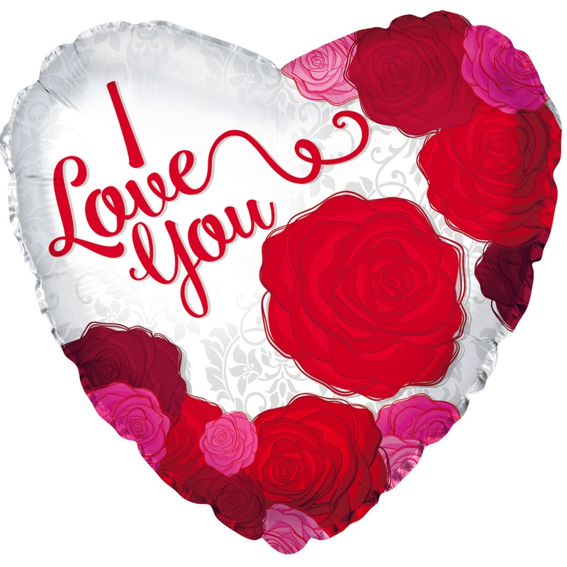 17" I Love You Big Roses Foil Balloon