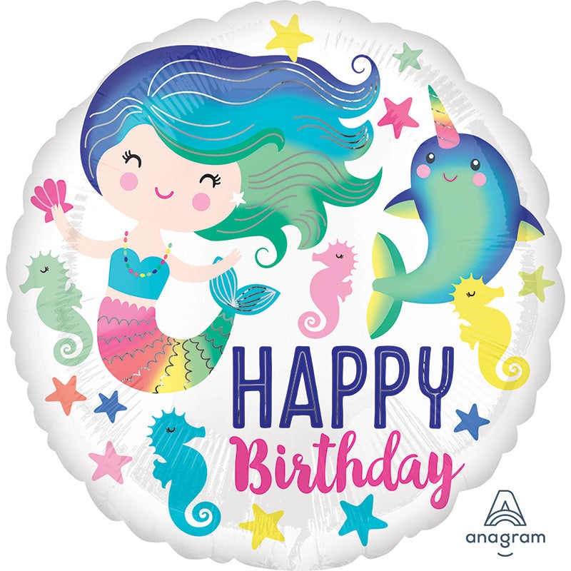 18" Colorful Ocean Fun Happy Birthday Foil Balloon