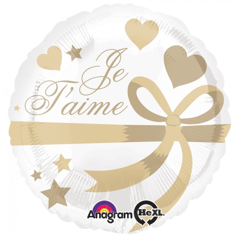 18" Je T'aime Wrapped With Gold Balloon
