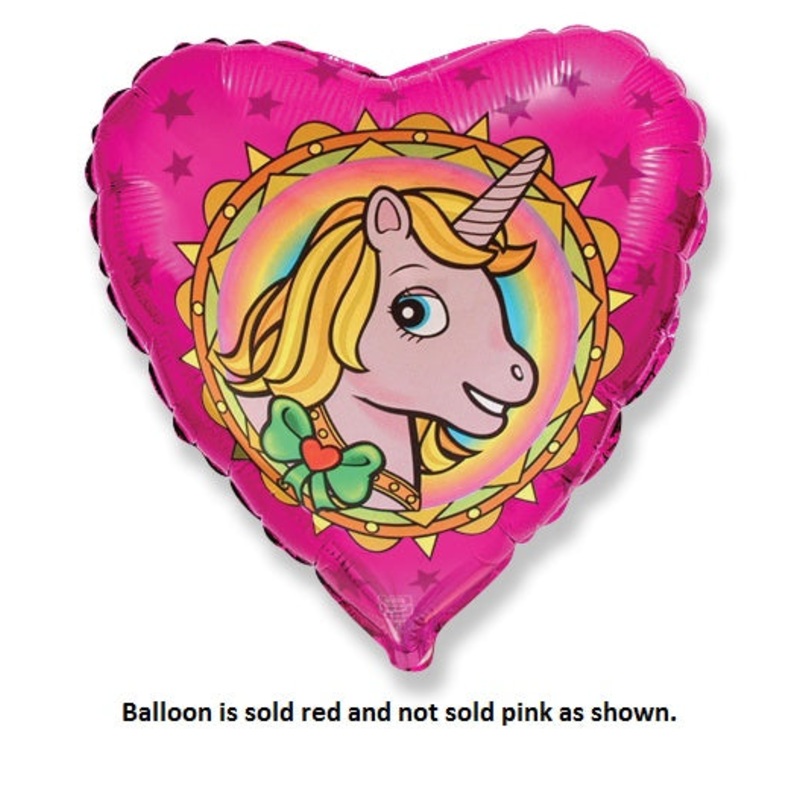 18" Unicorn Head Red Mylar Balloon