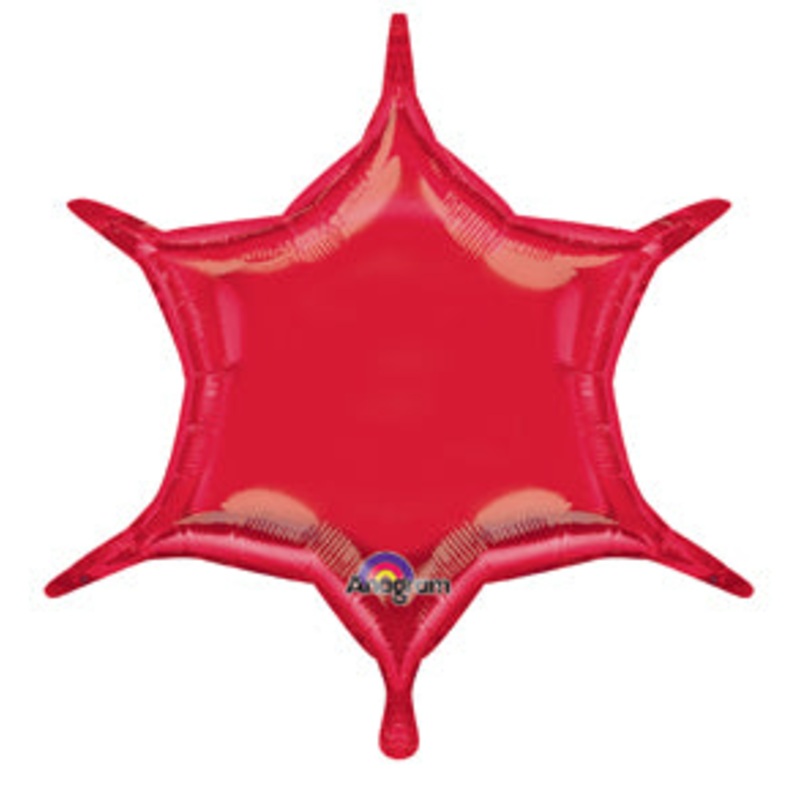 22" Red 6-Point Star Foil Balloon