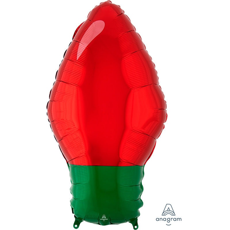22" Red Christmas Light Bulb Foil Balloon