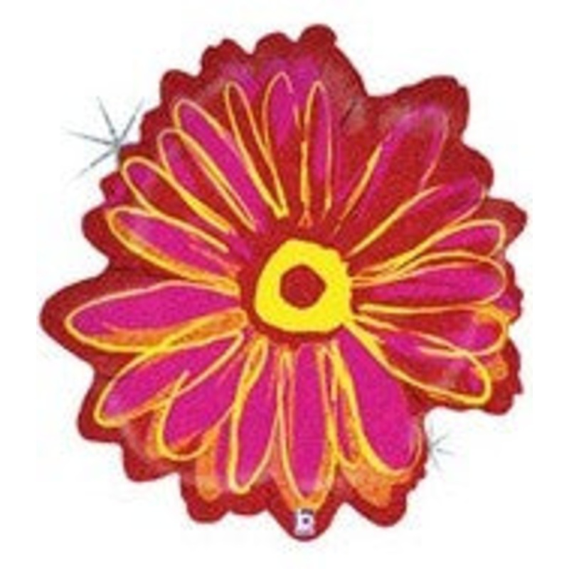 23" Holographic Pink Flower Balloon Shape