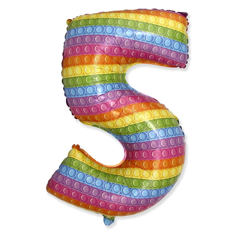 26" Inflated (32" Approx Uninflated) Flexmetal Medium Size Pop Number "5" Foil Balloon