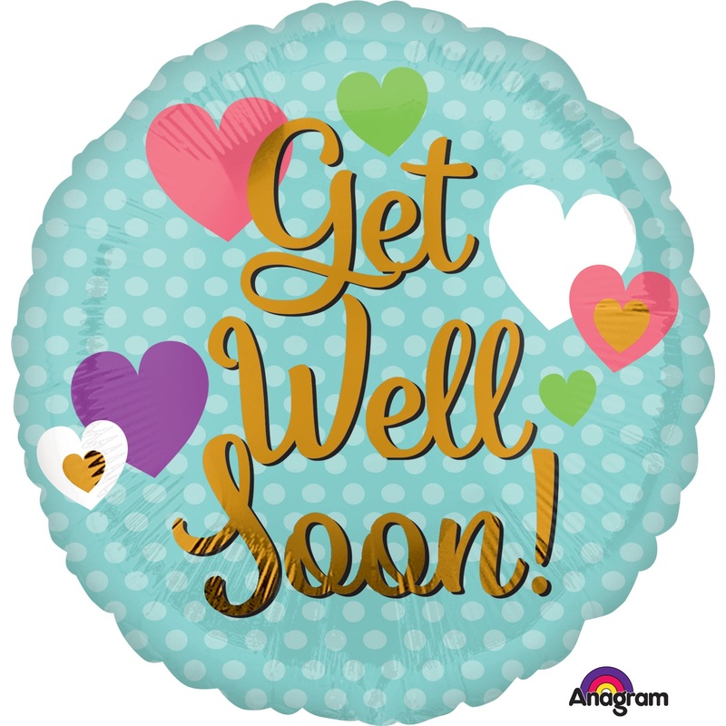 28" Jumbo Get Well Soon Hearts Balloon