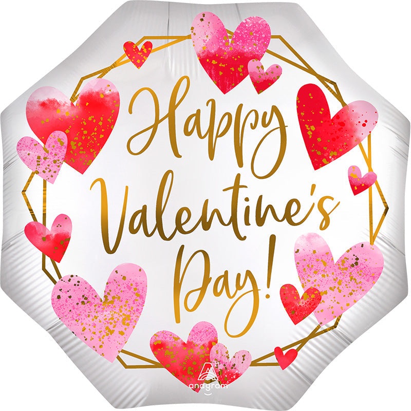 29" SuperShape Satin Watercolor Happy Valentine's Day Foil Balloon