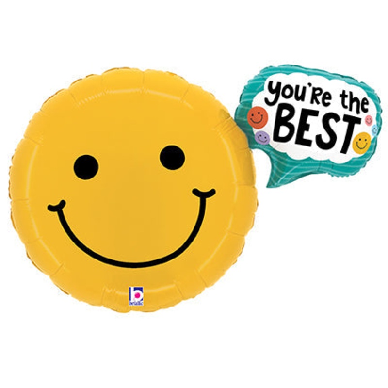 31" You're the Best Smiley Foil Balloon