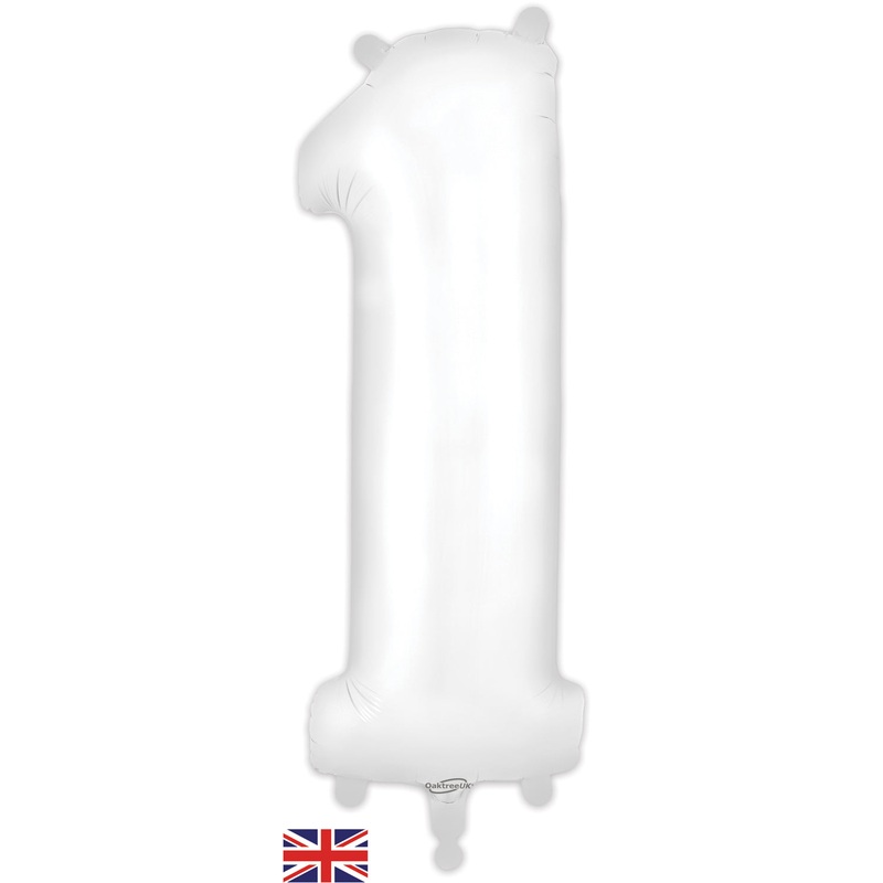 34" Number 1 Matte White Oaktree Foil Balloon