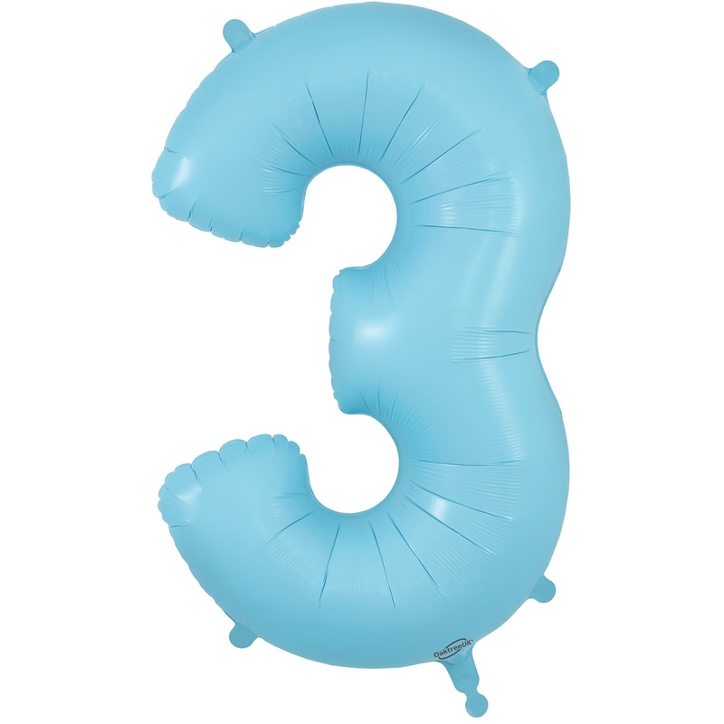 34" Number 3 Matte Blue Oaktree Foil Balloon