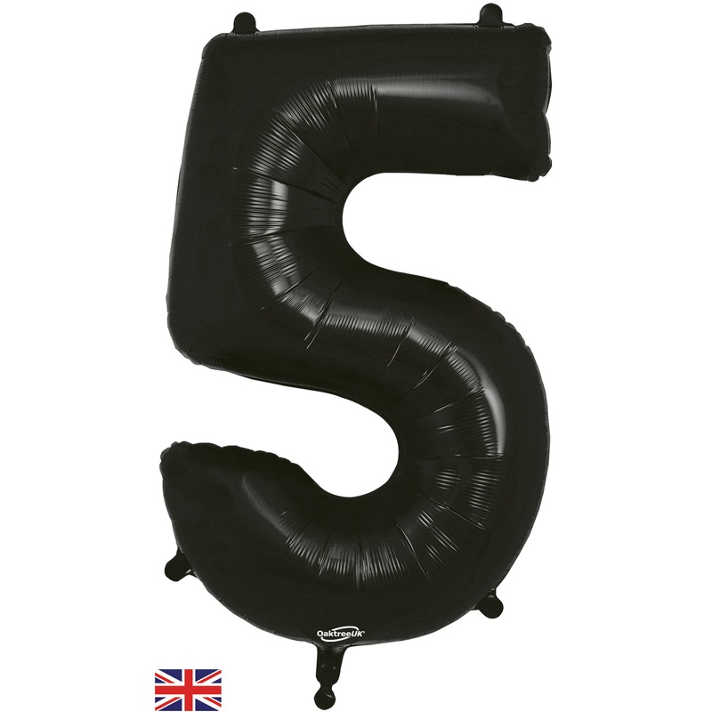 34" Number 5 Black Oaktree Foil Balloon
