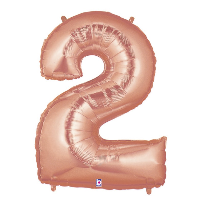 40" (34" Inflated) Foil Shape Megaloon Balloon Number 2 Rose Gold